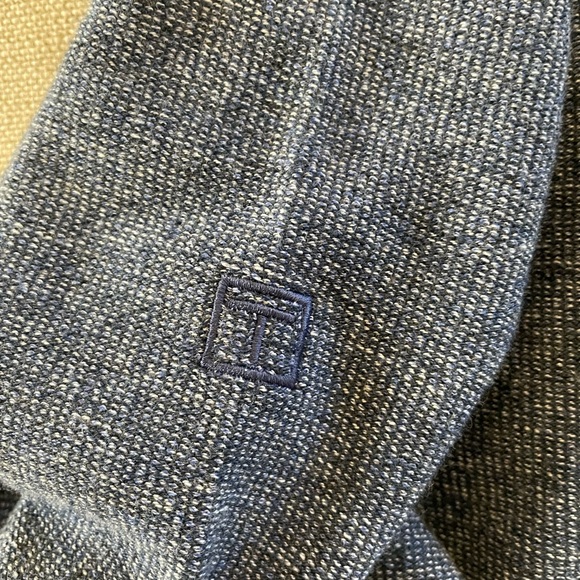 ORVIS Leather Trim 1/4 Zip Cotton Blend Pull Over in Heather Blue Size L - Picture 5 of 8